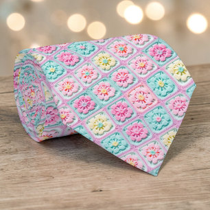 Haakmouwband met Granny Square uit de jaren 70 Stropdas