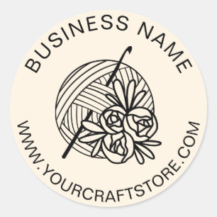 haakwerk website aangepaste bedrijfsnaam ronde sticker