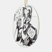 Haal een hint - NEE! Keramisch Ornament (Links)