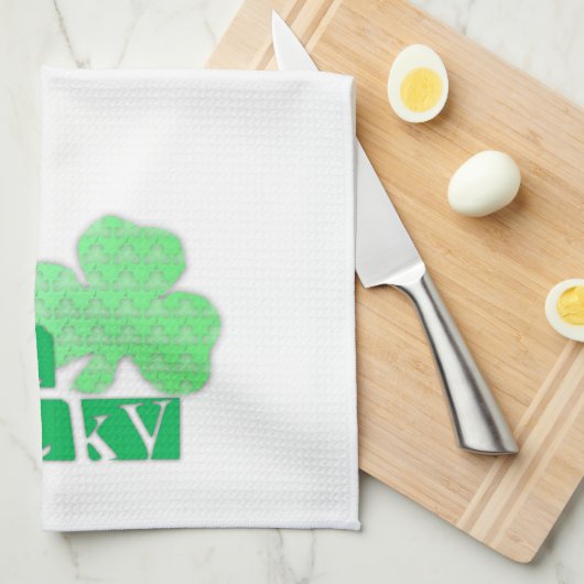 Haal Lucky L Clover Shamrocks St Patty K Towel Theedoek (Quarter Fold)