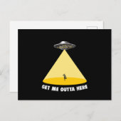 Haal me hier uit UFO-ontvoering Alien Believer Ali Briefkaart (Voorkant / Achterkant)