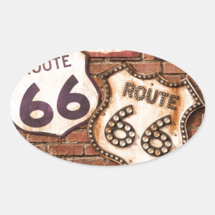 Haal uw pictogrammen op route 66 ovale sticker