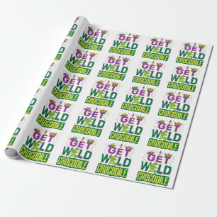 Haal Wild Crocodile Mardi Gras Alligator Cadeaupapier