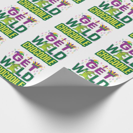 Haal Wild Crocodile Mardi Gras Alligator Cadeaupapier (Hoek)