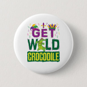Haal Wild Crocodile Mardi Gras Alligator Ronde Button 5,7 Cm