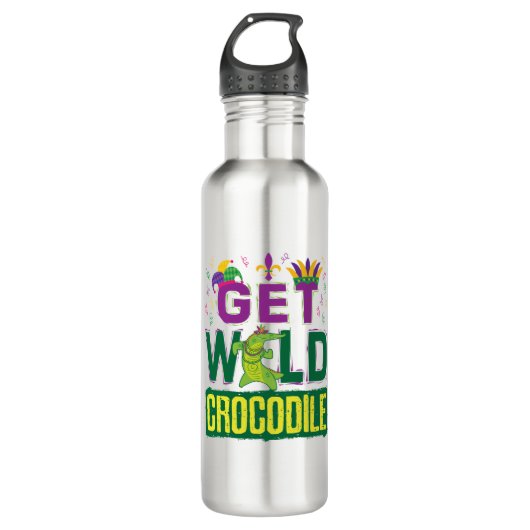 Haal Wild Crocodile Mardi Gras Alligator Waterfles (Voorkant)