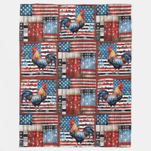 Haan Amerikaanse Vlag Folk art quilt Fleece Deken