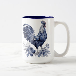 "Haan" Blue Willow stijl op maat Tweekleurige Koffiemok