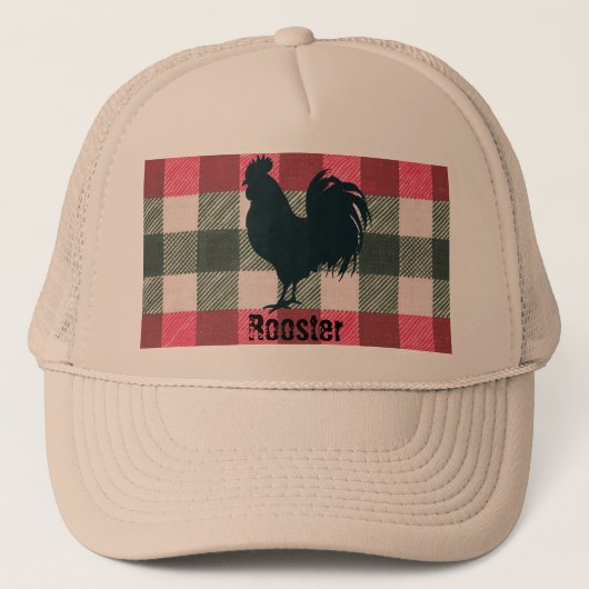 Haan Boerderij Gingham Trucker Hat Pet (Voorkant)