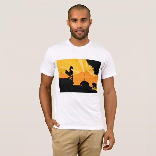Haan Boerderij Landschap Mannen T-shirt (Voorkant volledig)