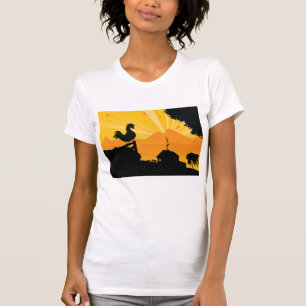 Haan Boerderij Landschap Vrouwen T-shirt