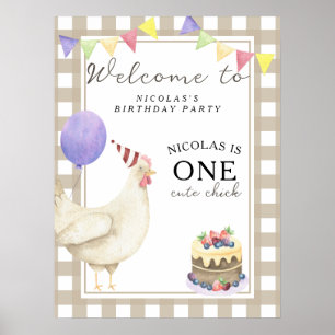 Haan Chick 1e verjaardagsfeestje Poster
