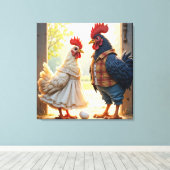 Haan en Hen Humor Canvas Afdruk (Insitu (Houten vloer))