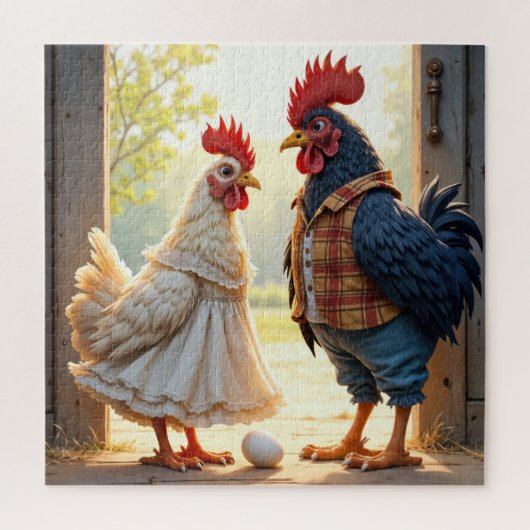 Haan en Hen Humor Legpuzzel (Verticaal)
