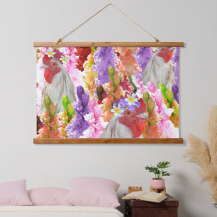 Haan- en houthakken, opknoping aan de muur hangend wandkleed