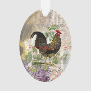  haan Franse collage Boerderij Pet Ornament