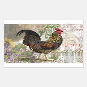 haan Franse collage Boerderij Pet Rechthoekige Sticker