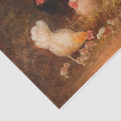 Haan, Hens en Chicks Schilderen Tissuepapier (Detail)
