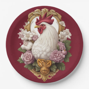 Haan Heraldic Crest in kastanjebruin Papieren Bordje