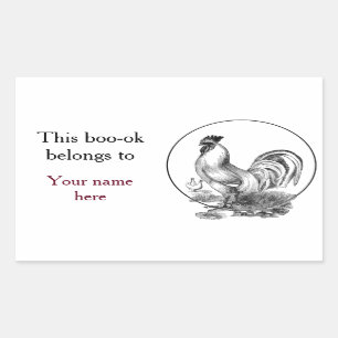  haan illustratie bookplate rechthoekige sticker