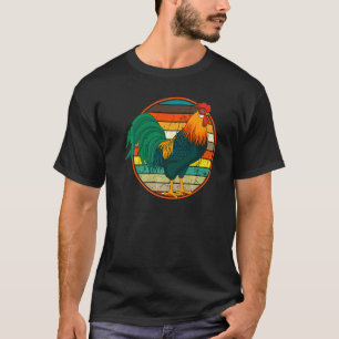 Haan in verouderde retro stijl kippenboerderij plu t-shirt