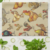 haan kippendier Boerderij landdier Theedoek (Gevouwen)