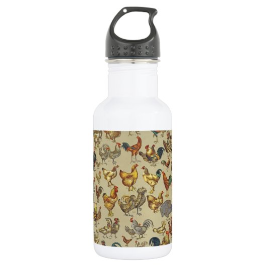 haan kippendier Boerderij landdier Waterfles (Voorkant)