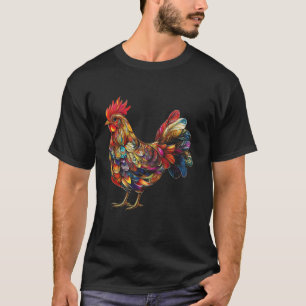 Haan Kipvogel Kleurrijke Hen Boerderij Dierlijke G T-shirt
