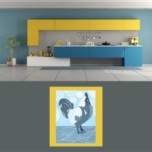 Haan Lichtblauw Keuken Muur Kunst - Poster