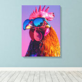 haan met zonnebril canvas afdruk (Insitu (Houten vloer))