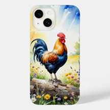 Haan neergestreken op een Log Phone Case