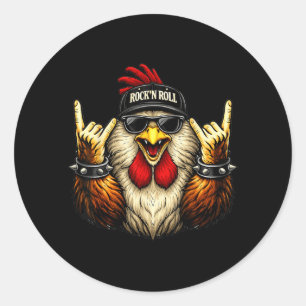 Haan Rock On Muziek Heavy Metal Grappige Cadeaus M Ronde Sticker