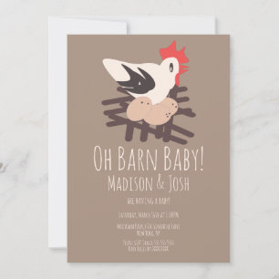 Haan Schuur Dieren Boerderij Baby Shower Kunst Kaart