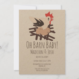 Haan Schuur Dieren Boerderij Baby Shower Kunst Uit Kaart
