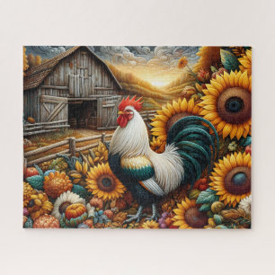 Haan Zonnebloem Schuur Legpuzzel