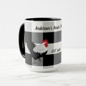 Haan Zwart Wit Check Custom Coffee Mok (Voorkant links)