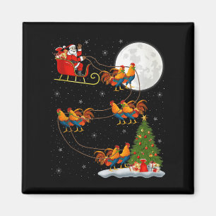 Haantje Kippen Kerstman Sleigh Vliegend Grappig Ma Magneet