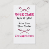 Haar Accessoire schedel en schaar Kroesbeenderen Afsprakenkaartje (Achterkant)