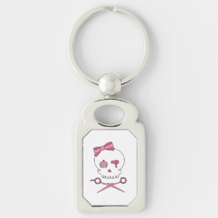 Haar Accessoire schedel en schaar Kroesbeenderen ( Sleutelhanger