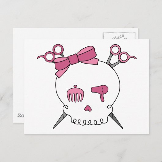 Haar Accessoire schedel (schaar kruisbeenderen) Briefkaart (Voorkant / Achterkant)