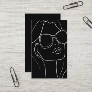 Haar & Beauty Retro Zwart & Wit Vrouw Gezicht Visitekaartje