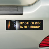 haar bezem - Spooky Black Cat Bumpersticker (Op auto)