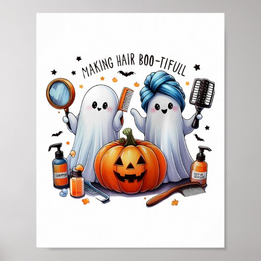 Haar Bootiful Halloween Hair Stylist Ghost Pumpkin Poster (Voorkant)