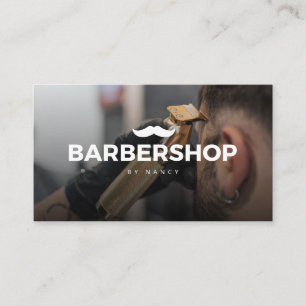 Haar Clipper Foto met snor Logo Barbershop Visitekaartje
