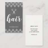 Haar Damast (grijs) Visitekaartje (Voorkant / Achterkant)
