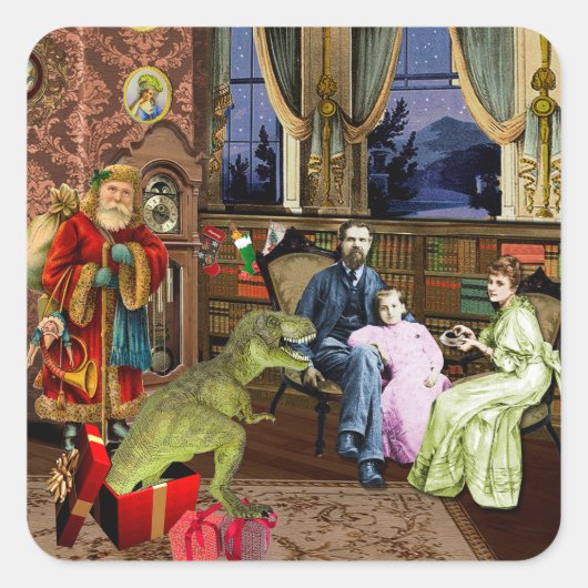 Haar eerste T-Rex Vierkante Sticker (Voorkant)