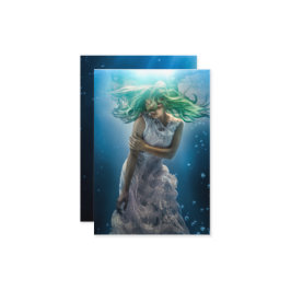 Haar Emerald Curls - Mermaid Hovering Underwater Bedankkaart