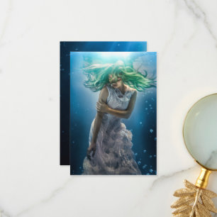 Haar Emerald Curls - Mermaid Hovering Underwater Bedankkaart