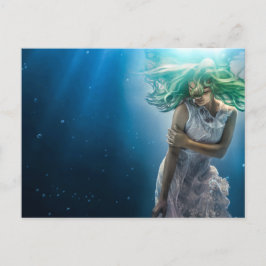Haar Emerald Curls - Mermaid Hovering Underwater Briefkaart