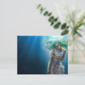 Haar Emerald Curls - Mermaid Hovering Underwater Briefkaart (Staand voorkant)